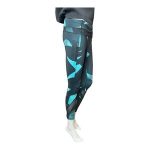 Lululemon Inspire Tight Leggings Back Spin Peacock Turquoise and Black, Size 6